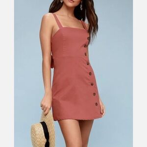 Lulu's Terracotta Button-Down Mini Dress
